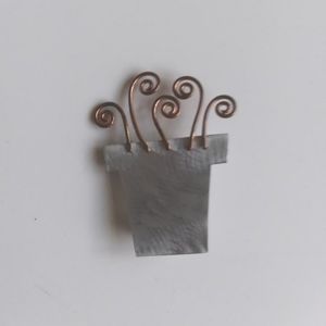 Artisan Handmade Mixed Metals Potted Plant Pin